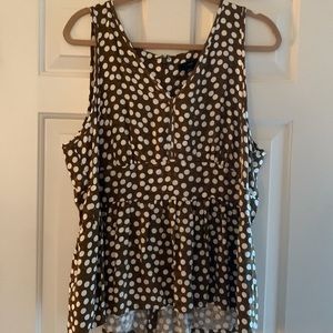J. Crew brown and white Polka Dot Peplum sleeveless top size 16 NWT